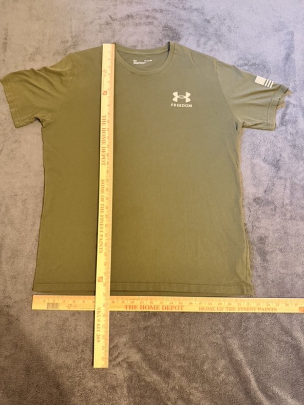 Under Armour Freedom T-Shirt Mens XL Olive Green Flag Graphic